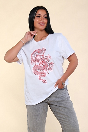 Женская футболка Тату Дракона-2 2220 / Белый
