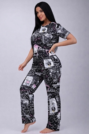 Женская пижама 18115 / черно-белые портреты