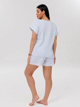 Женская пижама П-115(Риб) / Серо-голубой