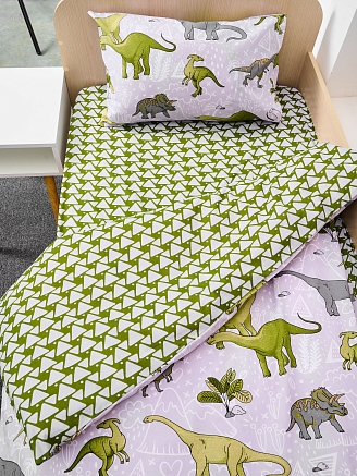 Детское постельное белье поплин с простыней на резинке / Юрский период