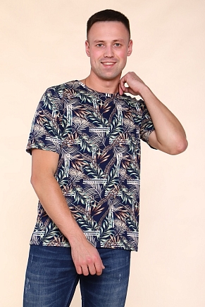 Мужская футболка Папоротник 2217 / Темно-синий