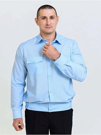 Мужская рубашка форменная Полиция (длинный рукав) / Голубой