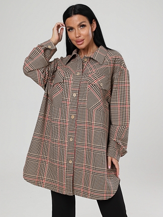 Женский жакет МАКСИ ЖФ-53 / Клетка бежевый