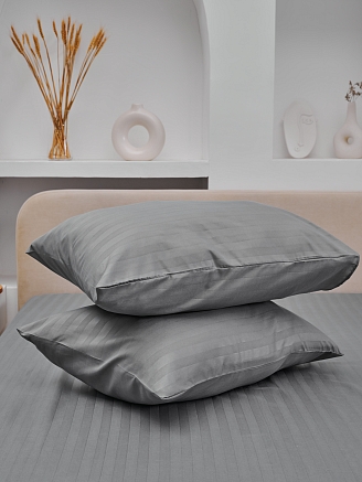 Комплект наволочек микрофибра-страйп / Светлый серый