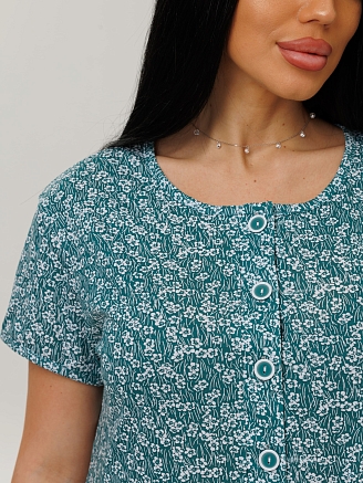 Женское платье Пл-116(К) / Бирюзовый (цветы)