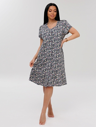 Женский халат Х-167(К) / Серо-зеленый (цветы)