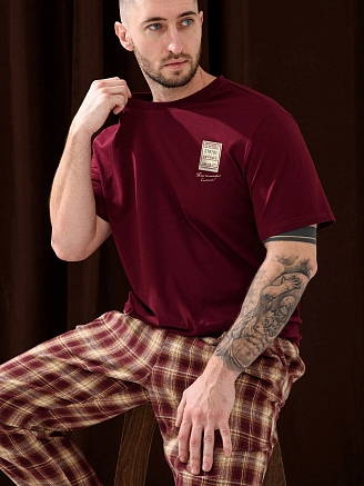 Мужская пижама "Счастливый билет" 2434-К/Ф / Бордовый