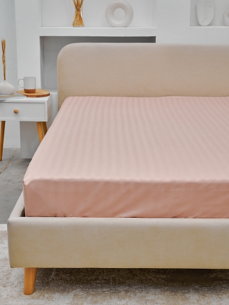 Простыня микрофибра-страйп / Пудра