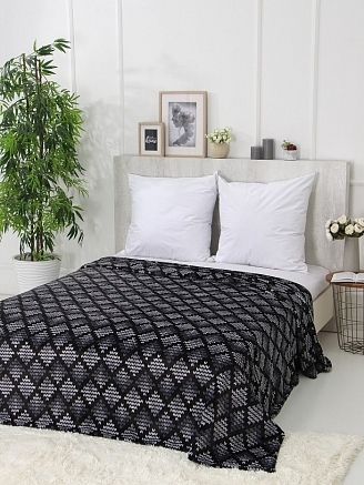 Плед велсофт №272 / Пайетки на черном 