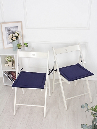 Комплект квадратных подушек на стул с завязками (4 шт.) арт. PKK / Темно-синий