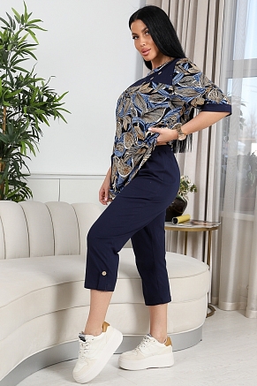 Женский костюм Листья 634 / синий