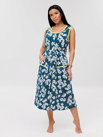 Женский халат Х-137(К) / Петроль (ромашки)