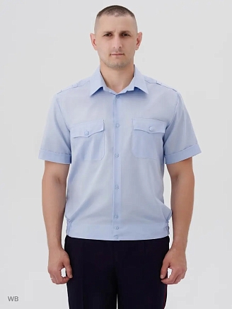 Мужская рубашка форменная Полиция (короткий рукав) / Голубой