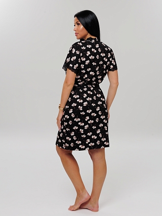 Женский комплект Сор-14(Вис) + Х-14(Вис) / Черный (цветы)