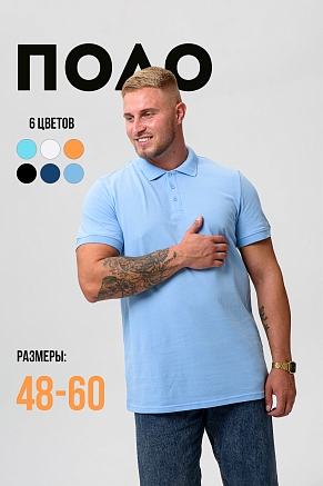 Футболка-поло мужская 14401 / светло-голубой