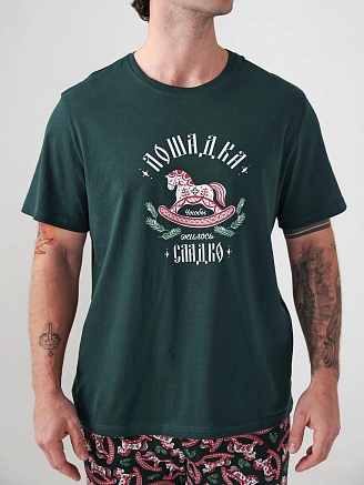 Мужская пижама "Лошадка" 2415-К / Зеленый