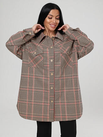 Женский жакет МАКСИ ЖФ-53 / Клетка бежевый