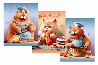 Набор полотенец вафельное полотно 3 шт. / Шеф-повар