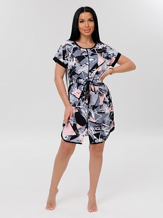 Женский халат Х-140(К) / Серый (треугольники)