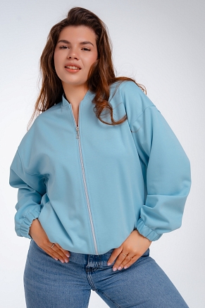 Женский бомбер из коттон фита аквамарин
