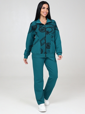 Женский костюм футер КФ-215 / Изумруд-меандр