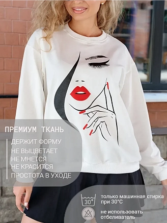Женская толстовка Аниме / девушка, рука, черный с красным