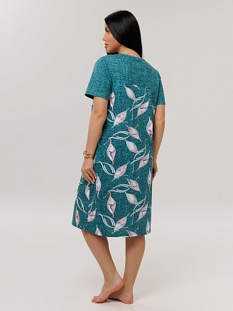 Женский халат Х-166(К) / Бирюзовый (узоры)