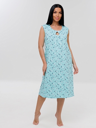 Женская сорочка Сор-85(К) / Бирюзовый (цветы)