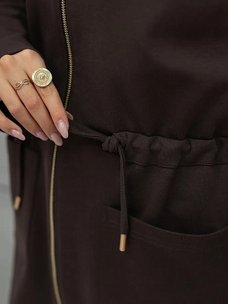 Женская туника на молнии / Кофейный