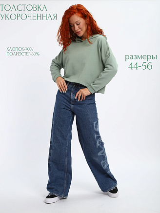 Женская толстовка укороченная 85559 / оливковый