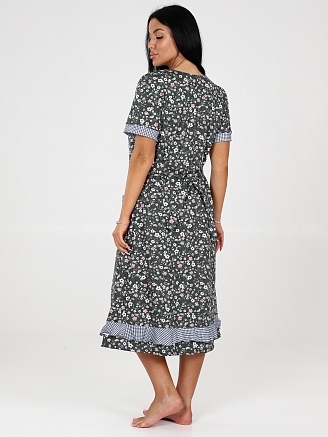 Женский халат МИМОЗА ХК-781 / Лужайка на хаки