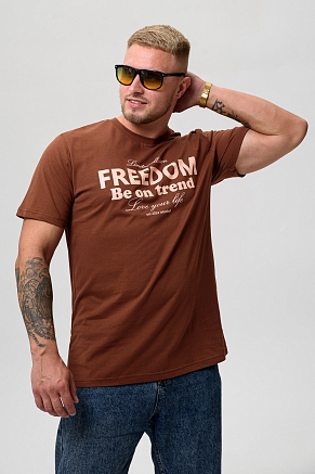 Мужская футболка 8503/1 / коричневый+Свобода