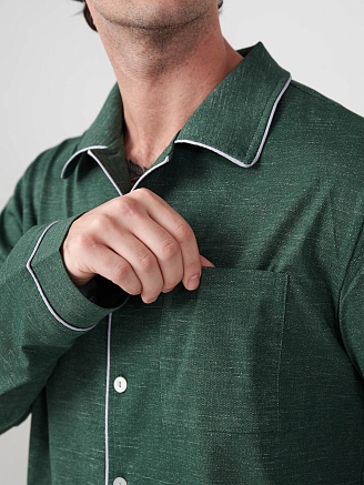 Мужская пижама "Лен" (классическая) 2417-К / Зеленый