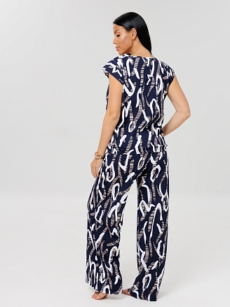 Женский костюм К-205(К) / Темно-синий (узоры)