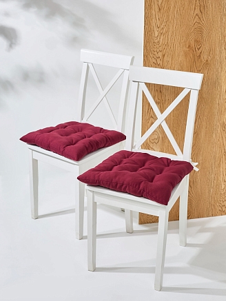 Комплект кухонных подушек на стул 2 шт. (габардин) / Бордовый