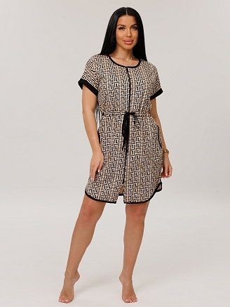 Женский халат Х-140(К) / Черный (геометрия)