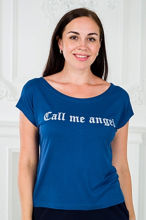 Футболка женская Лирика Call me angel / индиго