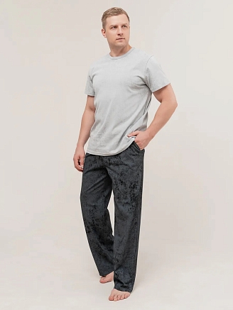 Мужская пижама "Туман" арт. мк1286чс / Черный, серый