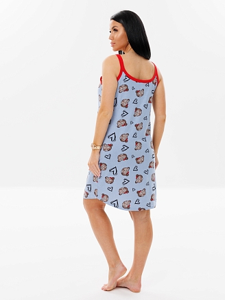 Женская сорочка Сор-104(К) / Серо-голубой (сердечки)