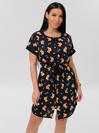 Женский халат Х-140(К) / Черный (медвежата)