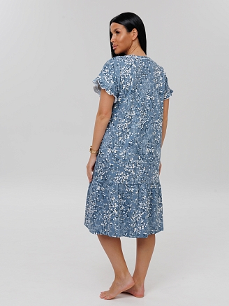 Женский халат Х-98(К) / Серо-голубой (цветы)