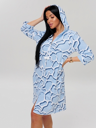 Женский халат Х-77(М) / Голубой (узоры)