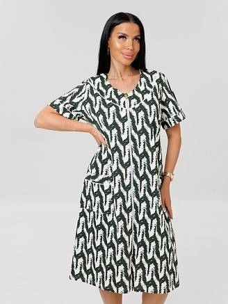 Женский халат Х-75(К) / Зеленый (узоры)