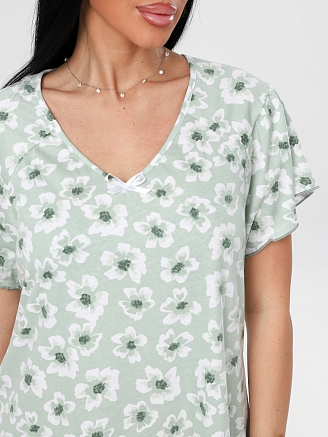 Женская сорочка Сор-73(К) / Фисташковый (цветы)