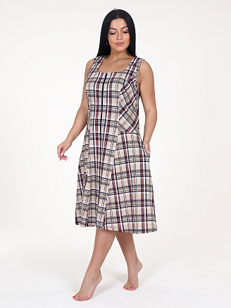 Женский сарафан Клетка СК-336 / Бежевая клетка