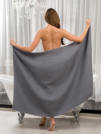 Полотенце банное вафельное / серое (клетка 1*1,2)