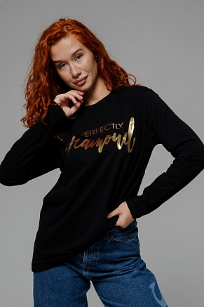 Женский лонгслив 8513/1 / черный+Бриллиант