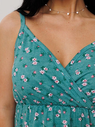 Женский сарафан С- 95(К) / Бирюзовый (цветы)