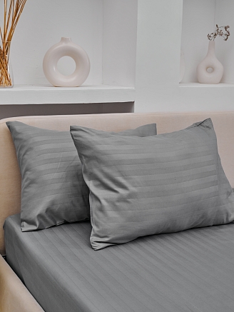 Комплект наволочек микрофибра-страйп / Светлый серый