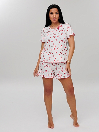 Женская пижама П-97(Каш) / Молочный (клубника)